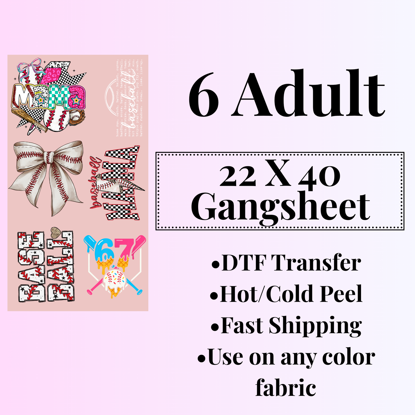 Baseball 22X40 Gangsheet