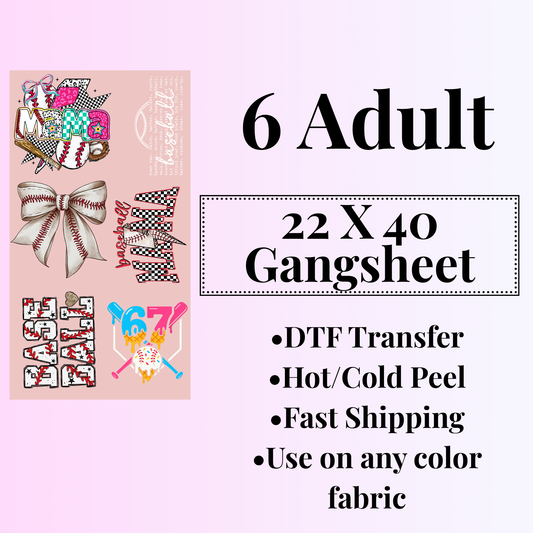 Baseball 22X40 Gangsheet