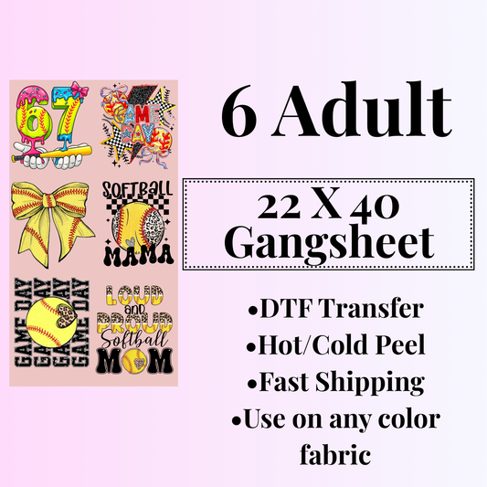 Softball  22X40 Gangsheet