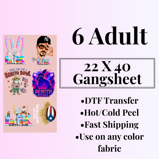 Bad Bunny Superbowl Gangsheet 22x40