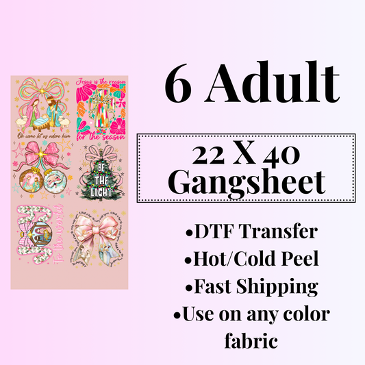 Religious Christmas Gang Sheet 22 X 40 - 6 Adult prints