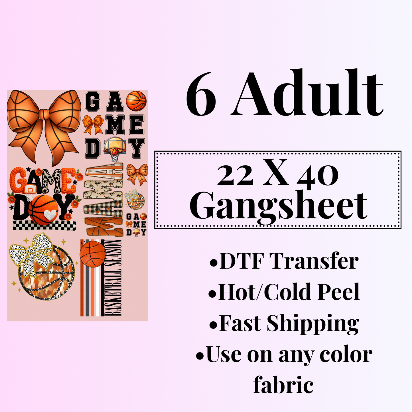 Basketball Gangsheet 22 X 40