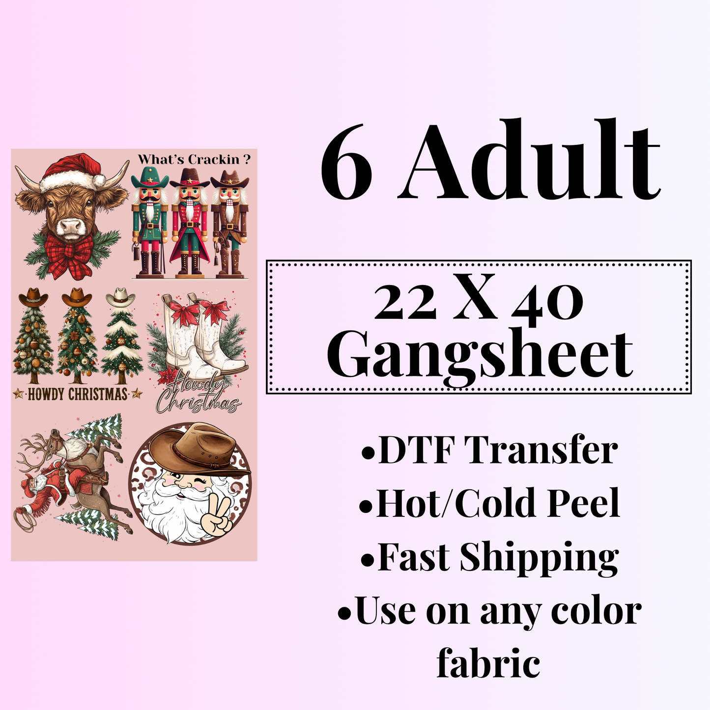 Cowboy Christmas Gangsheet 22 X 40