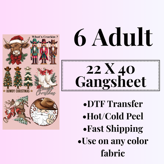 Cowboy Christmas Gangsheet 22 X 40