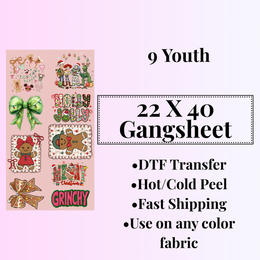 Youth Christmas Gangsheet 22 X 40
