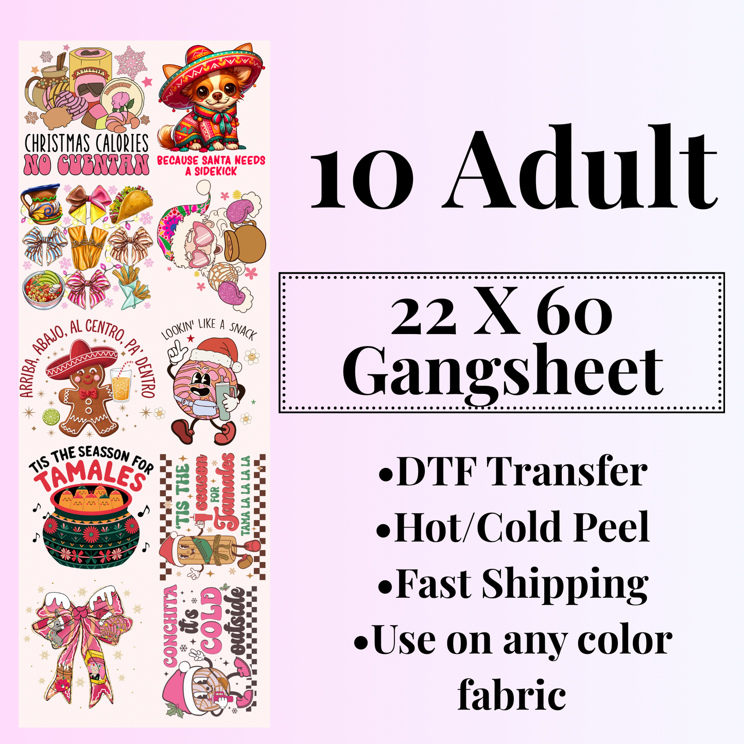 Mexican Christmas DTF Gang Sheet 22 X 60IN