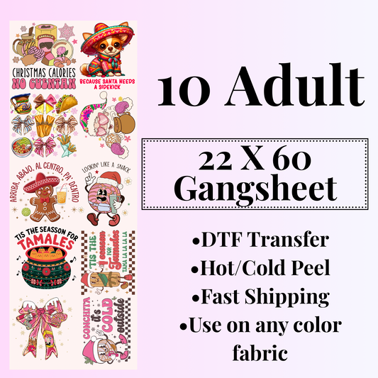 Mexican Christmas DTF Gang Sheet 22 X 60IN