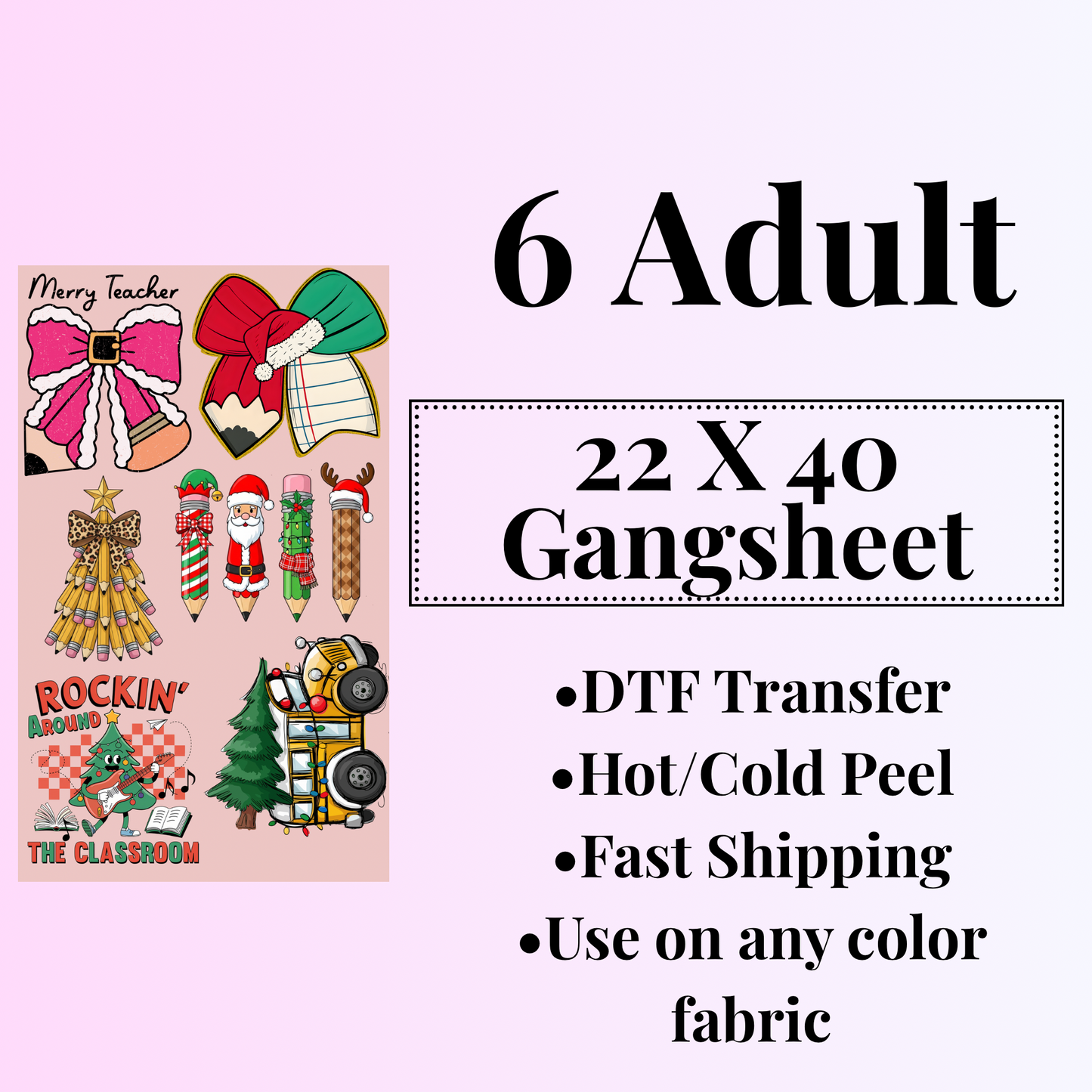 Teacher Christmas Gangsheet 22 X 40