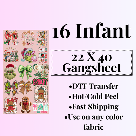 Infant Christmas Gangsheet 22 X 40