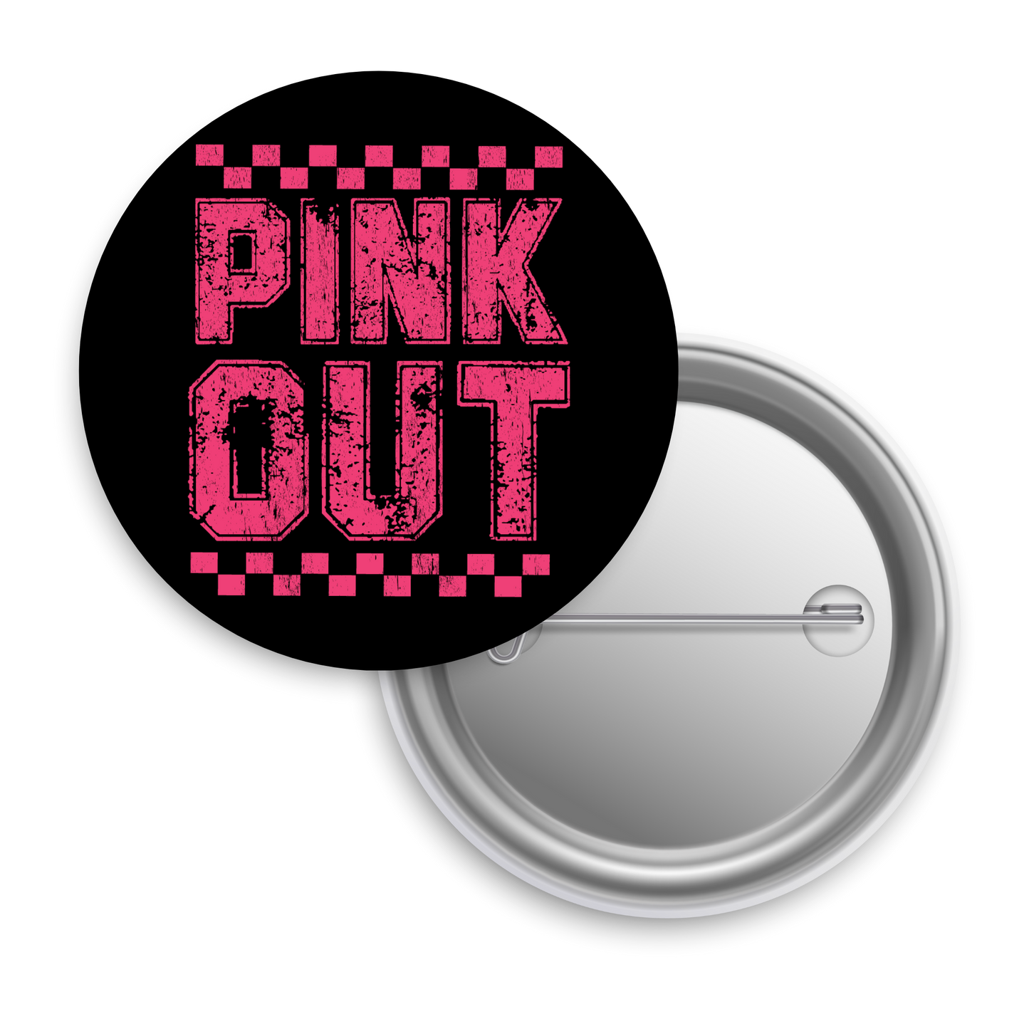 Pink Out Checkered- Button