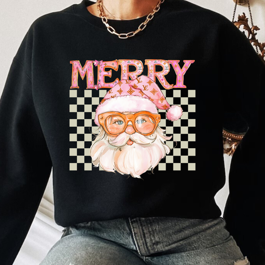 Pink Boujee Checkered Santa