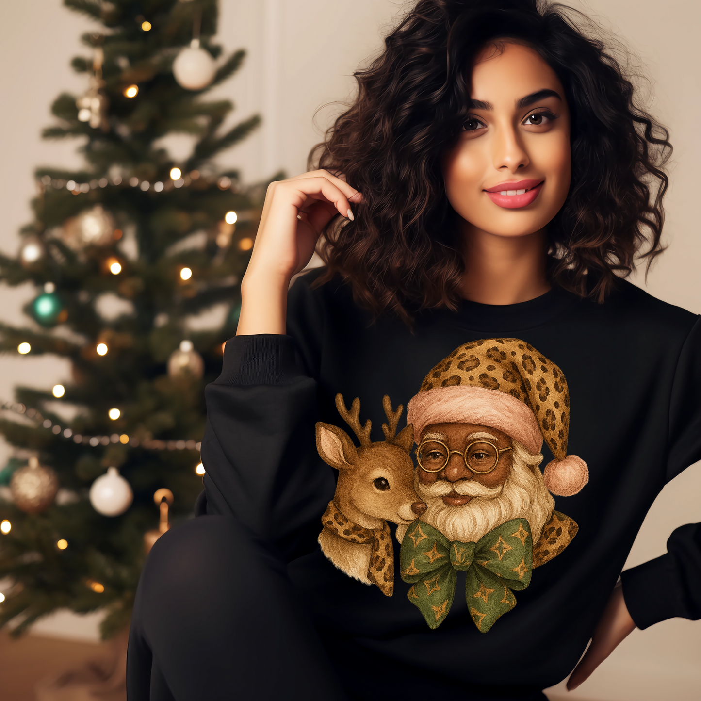 Black Boujee Santa Reindeer